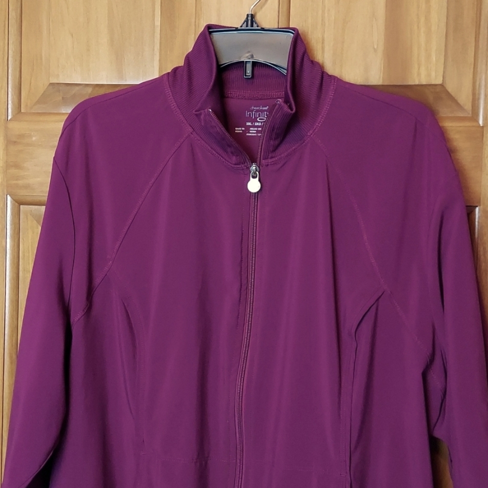 * Cherokee Infinity Soft Stretchy Wine, Zip-Up Jacket 2 Pockets Size 3X Like New - Picture 4 of 12